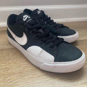 Nike Blazer (BLZR) Court SB Low Sneakers in Black with White Signature Swoosh